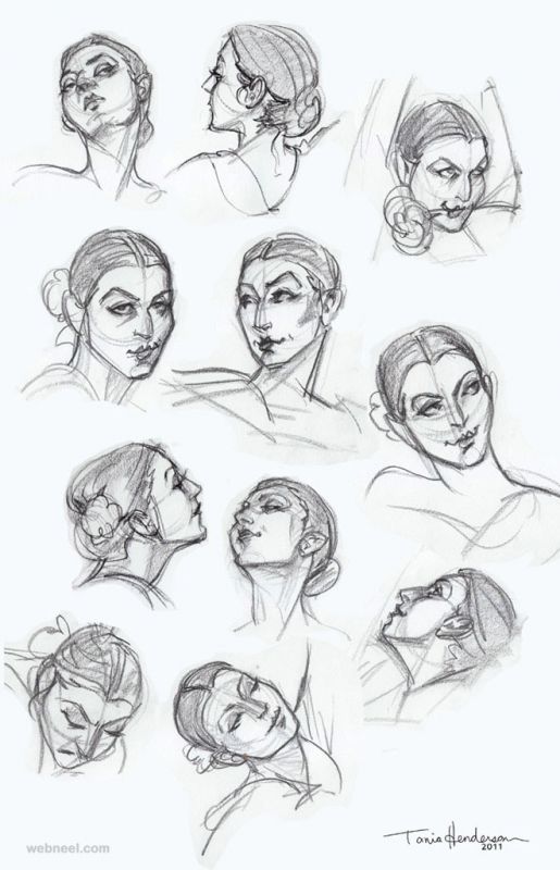pencil drawings of women faces