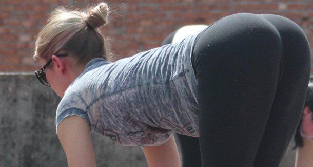 yoga pants dry hump tease