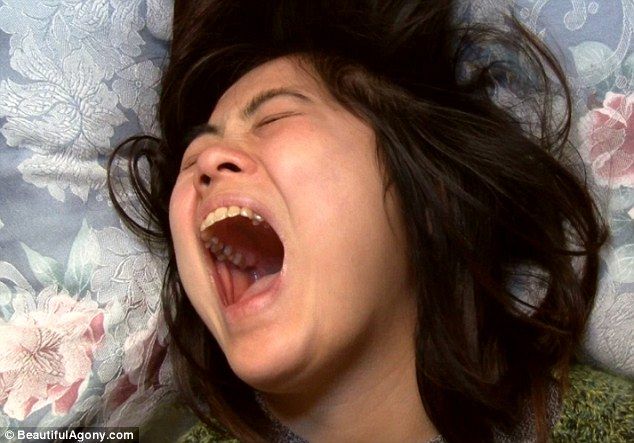girls face having orgasm cry
