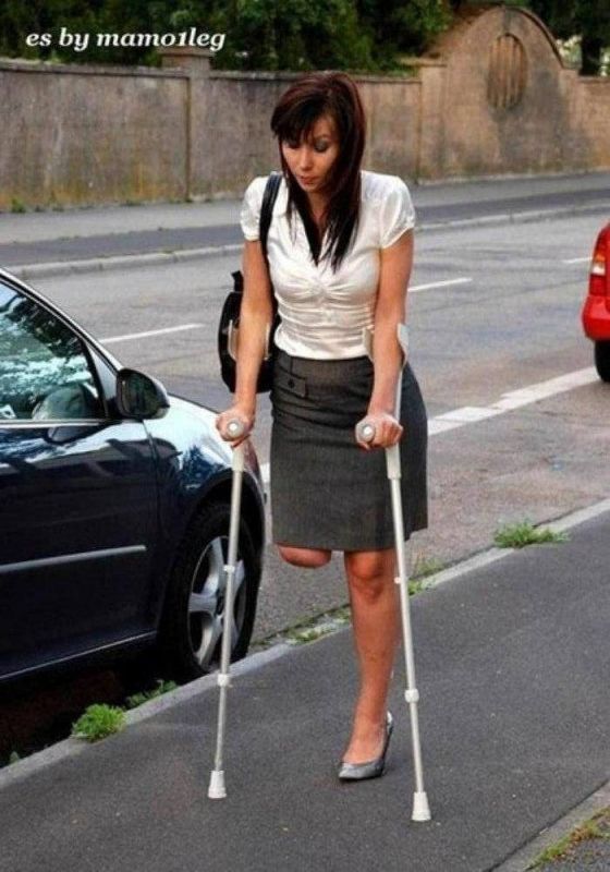 with one leg amputated crutches