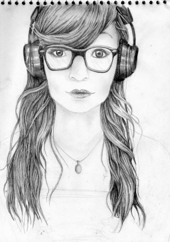 drawing of girl with plugs