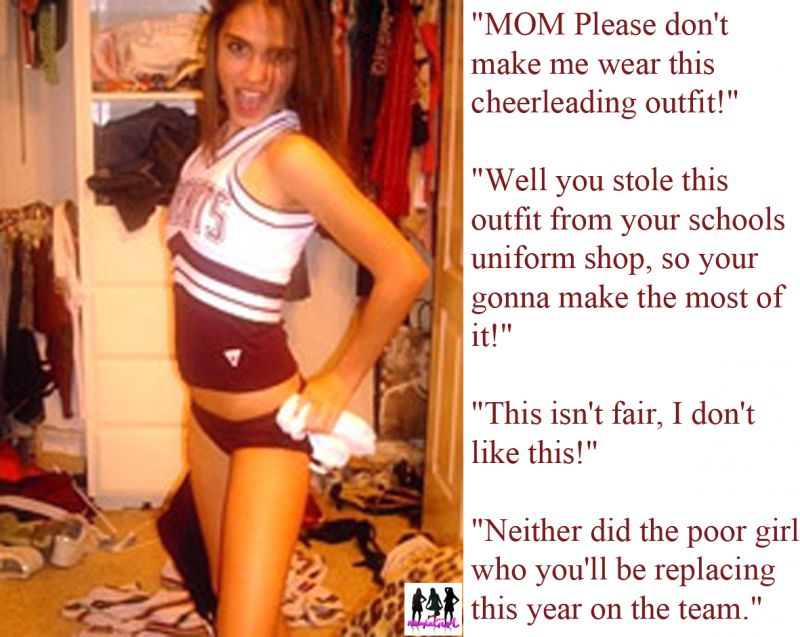sissy cheerleader captions cum