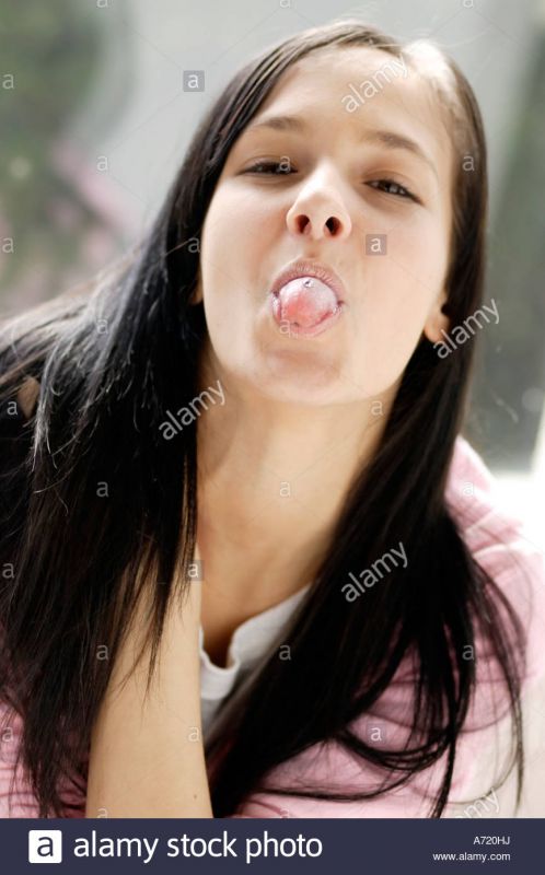 woman cross eyed tongue sticking out