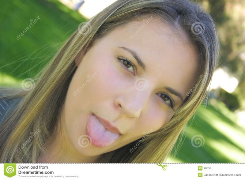 beautiful woman tongue
