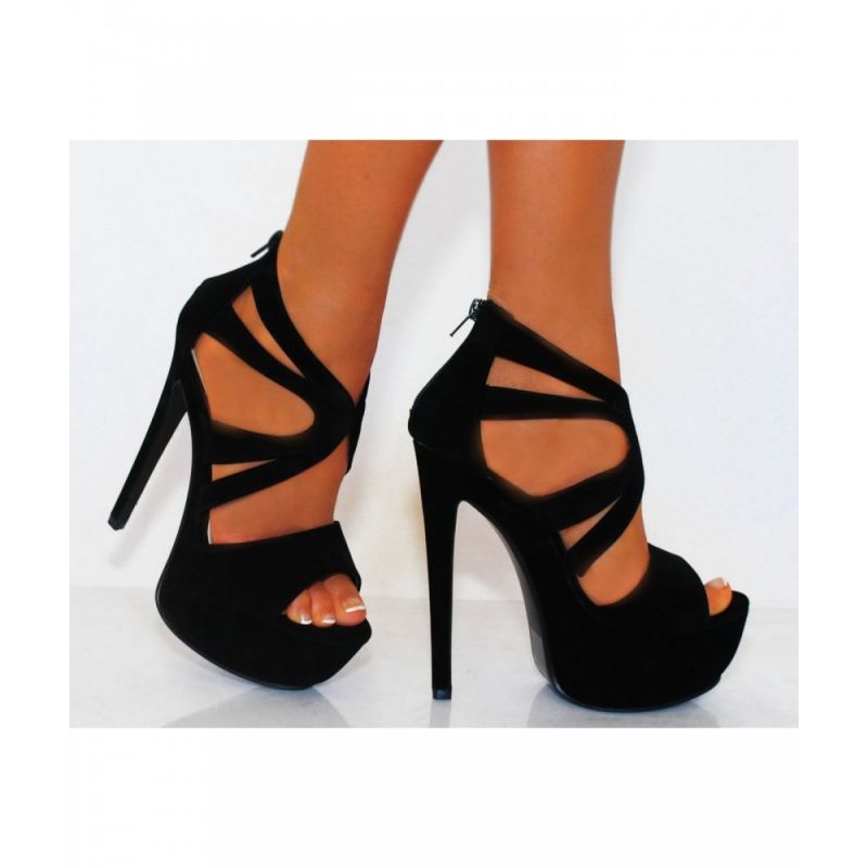 black strappy high heels