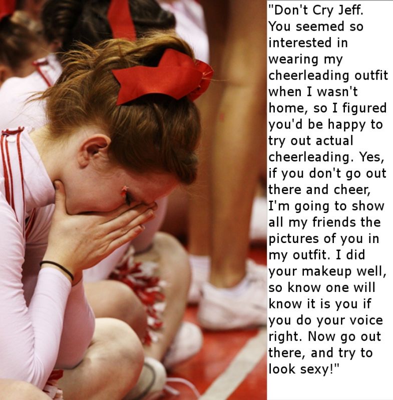 forced sissy cheerleader captions