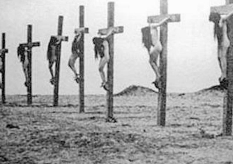 crucified female victims