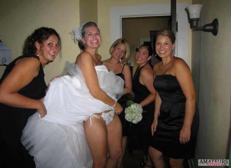 sexy bride and bridesmaids fun
