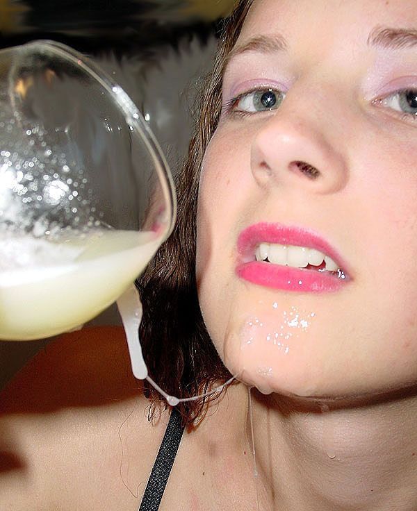 girl drinking a lot of cum