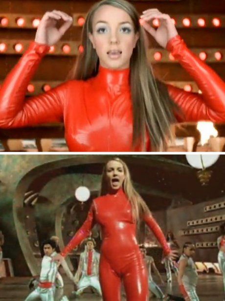 britney spears red suit