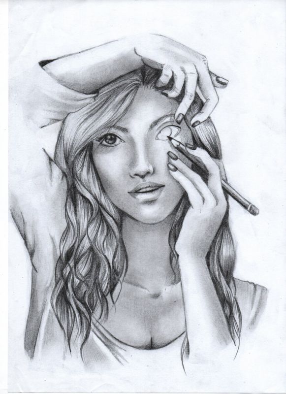 tumblr girl drawing hair