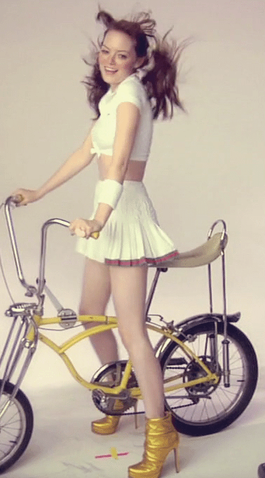 Girls In Skirts Riding Bicycles photo photo