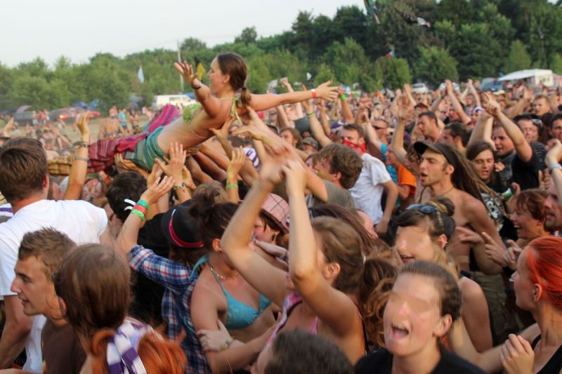only girl naked in crowd