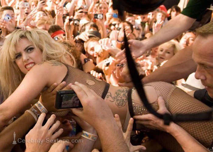 stripped naked in a crowd