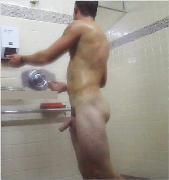 gay men boner in shower