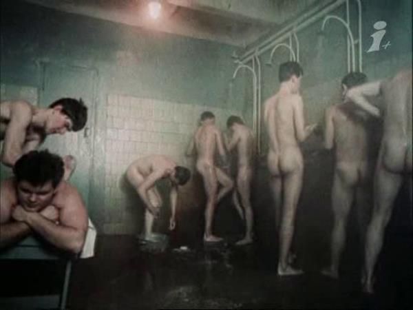 group of guys in shower shower