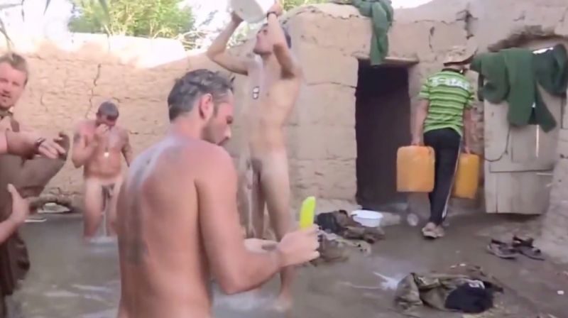 Nude Military Men Showering Cumception