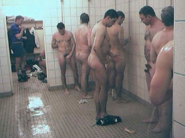 men in gym showers gif