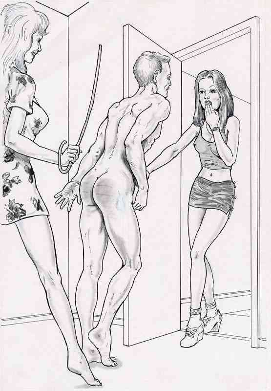 female spanking male in bondage