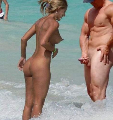 nude beach couples erection naked
