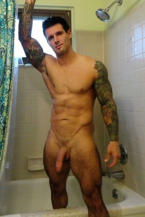 hot hung men in shower