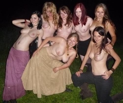 Groups Of Girls Flashing