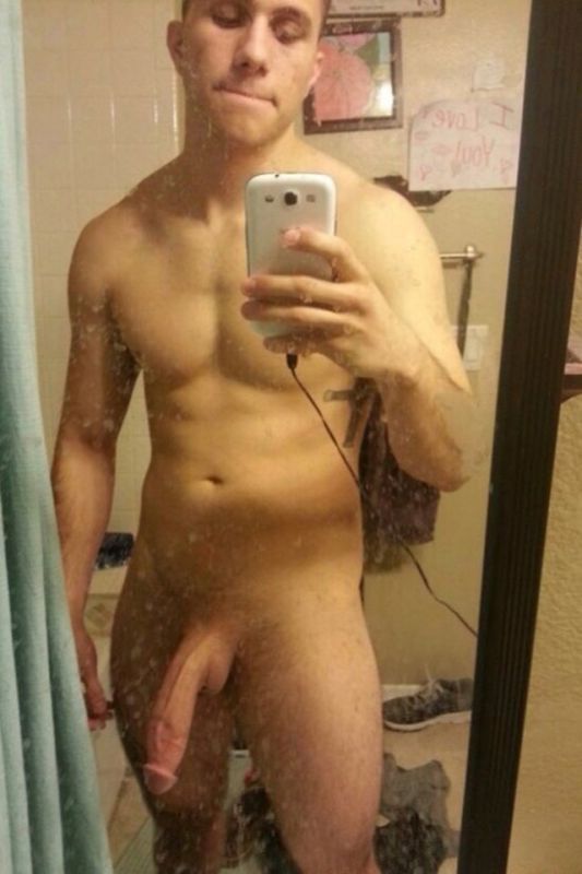 nude men with big cocks in shower selfie