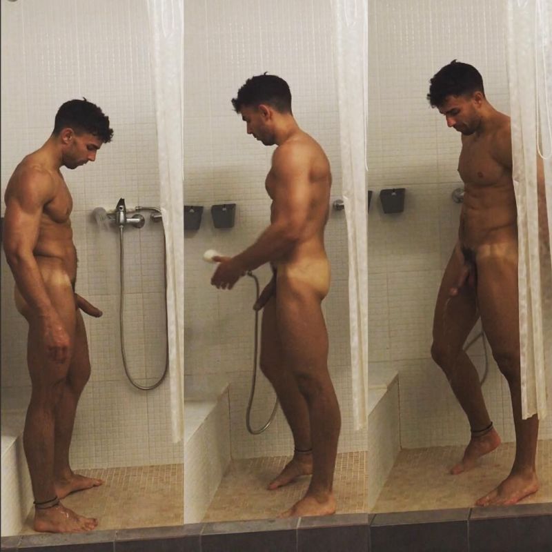 mature gay gym shower