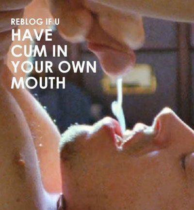 guy cums in own mouth