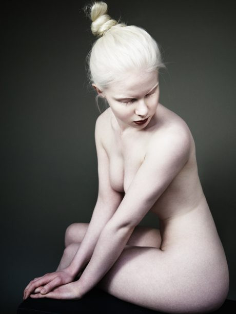 albino girl drawing