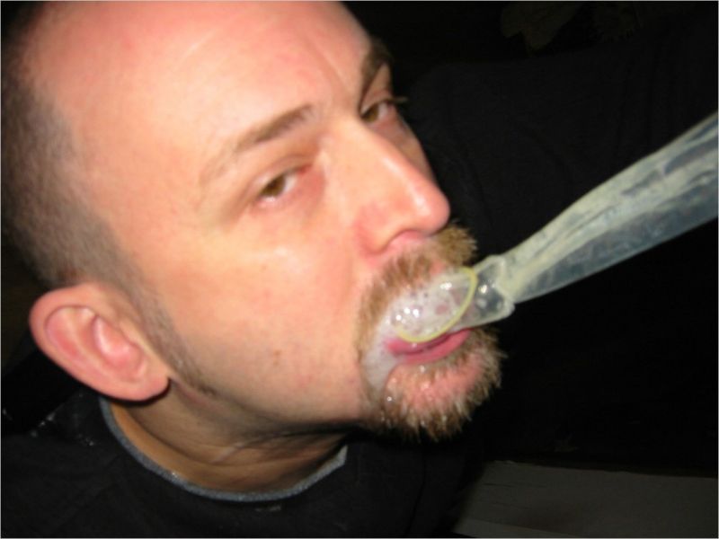 man eating cum facial