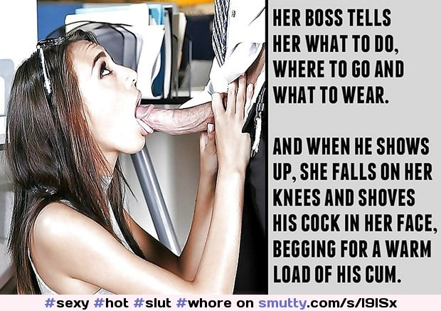 Cocksucking slut does amazing blowjob to her horny boss