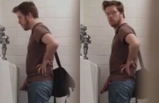 Amateur pissing in public place caught on spy camera