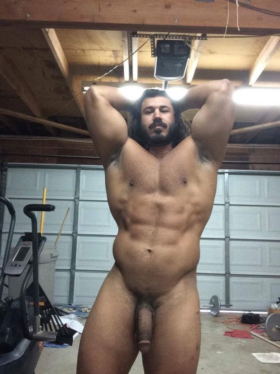 huge hairy erect muscle cock