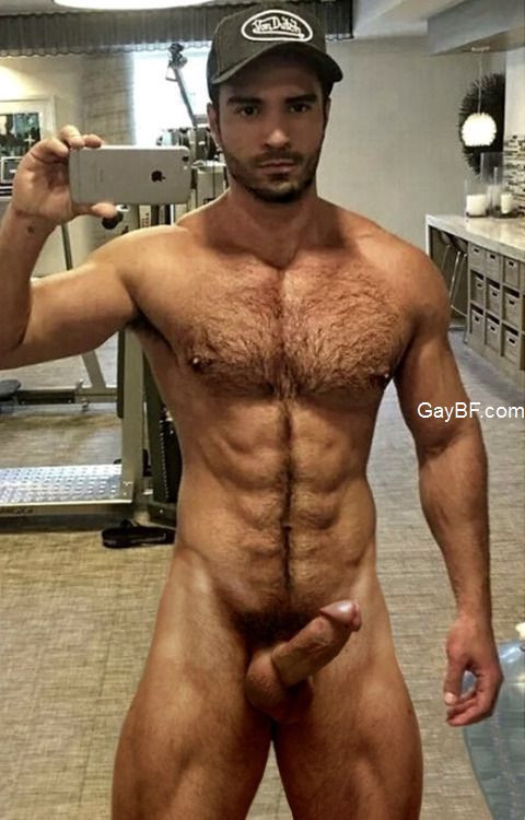 hung hairy muscle man
