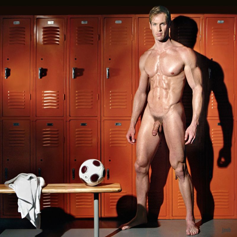 football locker room muscle man