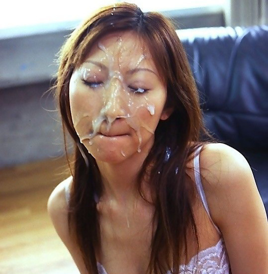 hot brunette cum facial
