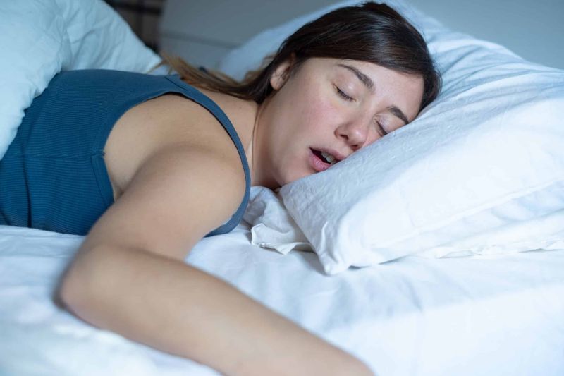 sleeping on her bed