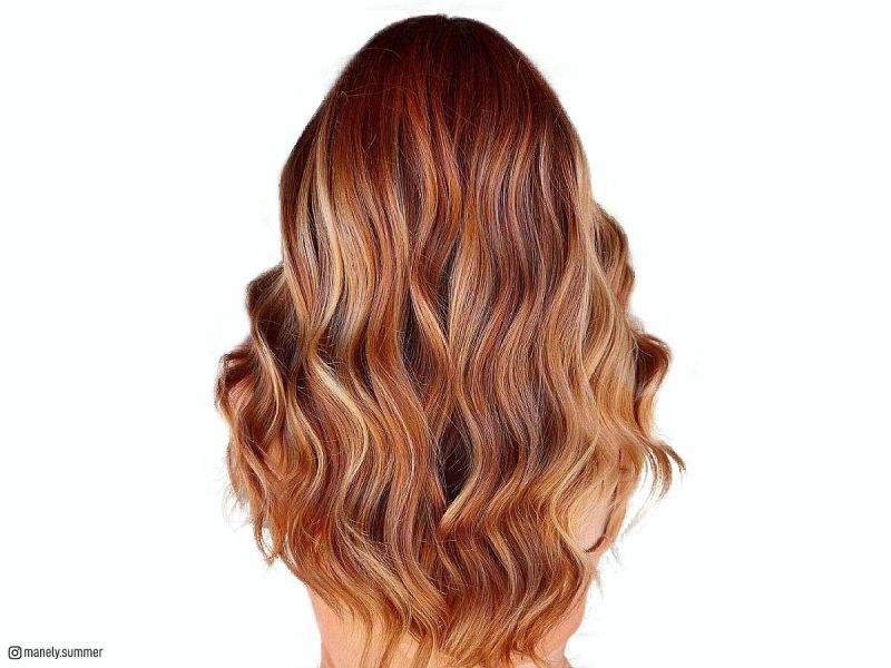 red hair with blonde hair lights