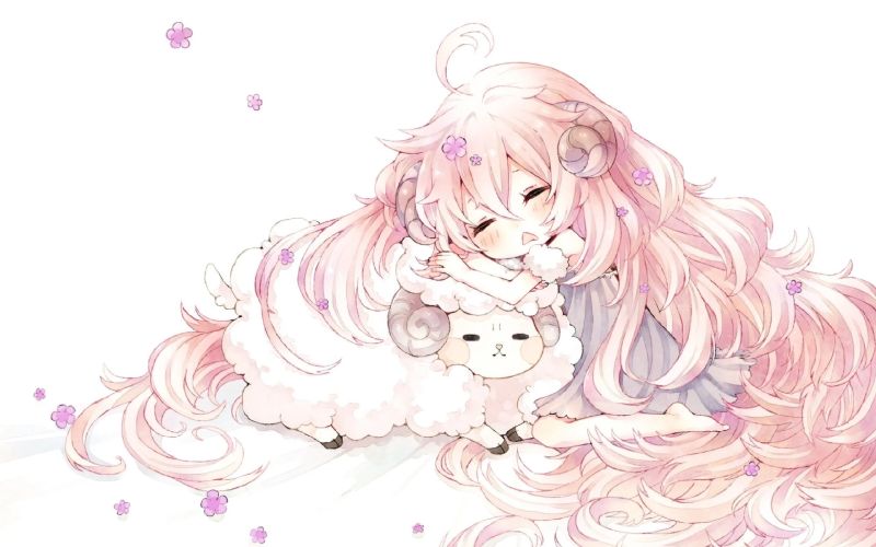 sleeping anime girl brown hair