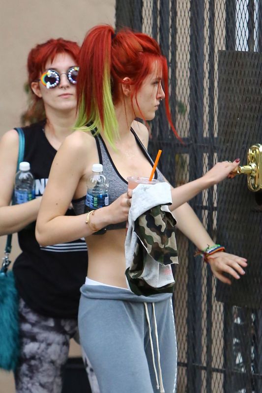 bella thorne pink crop top