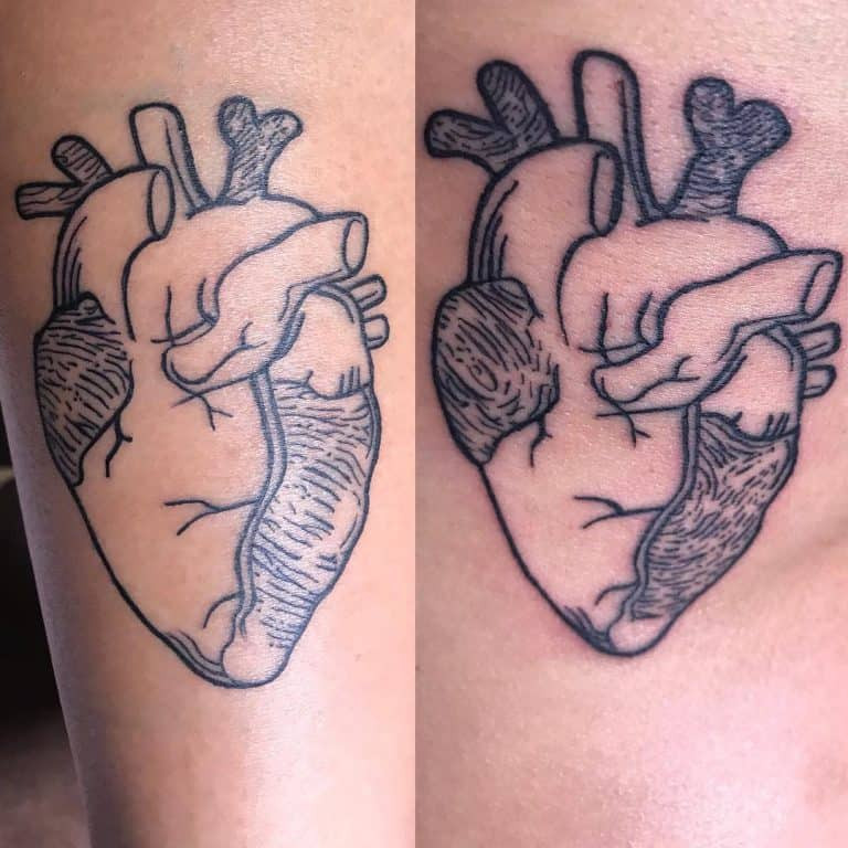 small flower heart tattoo