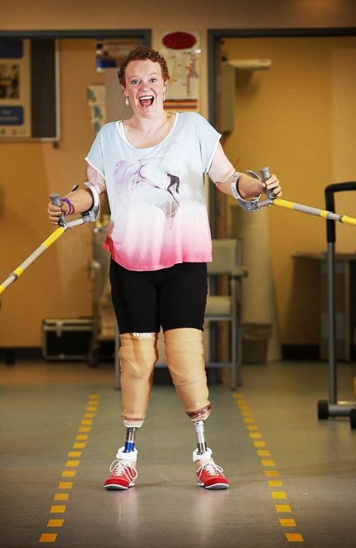 amputee ladies on crutches