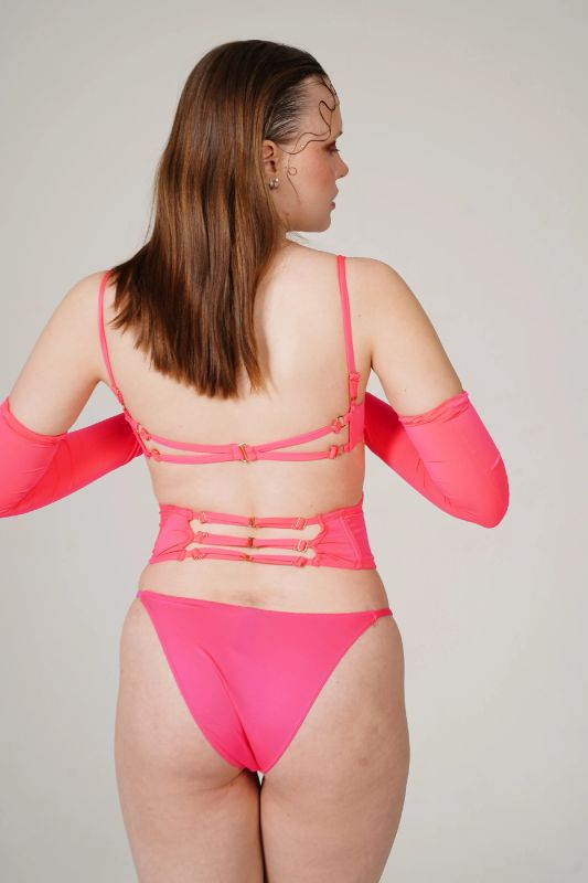 metallic open cup bra