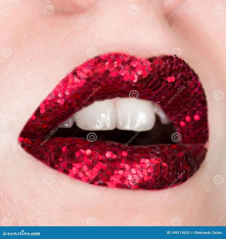 red lipstick open mouth dental