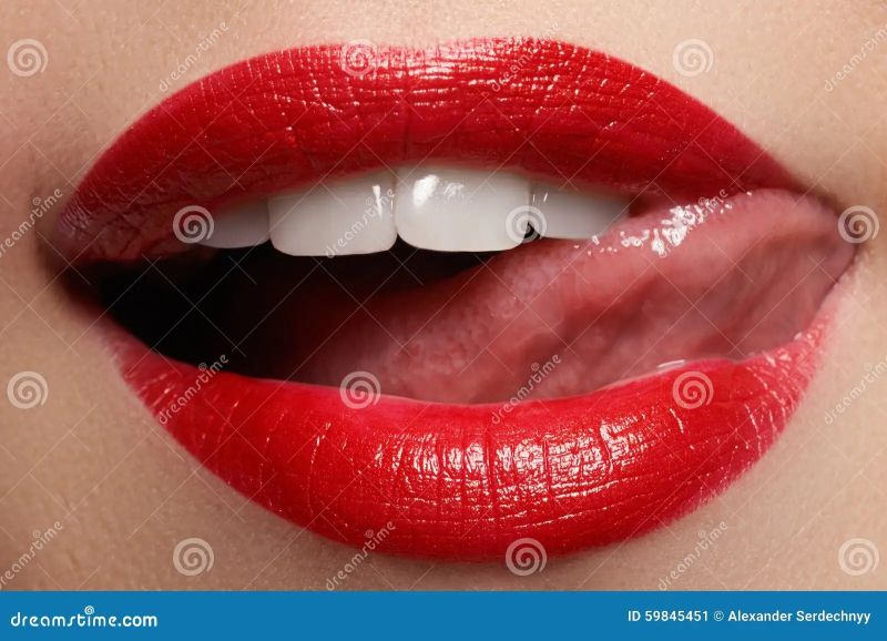 red lips smiling