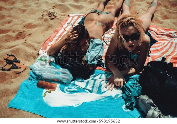 girls at palma mallorca beach